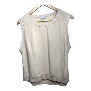 FATE Women’s Sleeveless High Low Hem Linen Blend Top Cream Size Medium